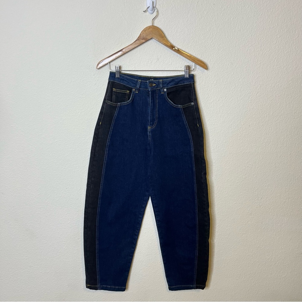 RUTI Women’s Two-Tone Dark Blue Jeans with Black Side Panel - Picture 5 of 12